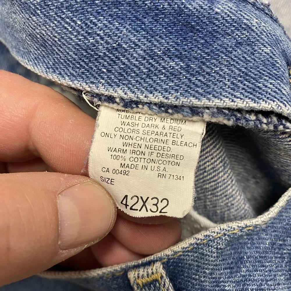 VTG‎ LL Bean Jeans Mens 42x32 Blue Denim Straight Leg Made USA 5 Pocket Classic